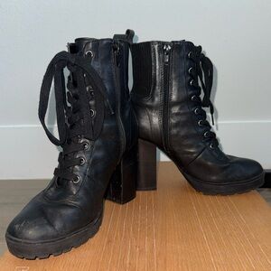 Steve Madden Black Lace-Up Platform Boots